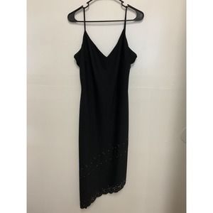 Rampage Womens Size 11 Black Laser Cut Studded Asymmetrical Slip Dress